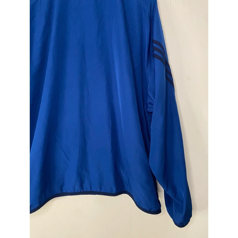 Adidas Mens 3XL Windbreaker Jacket Blue Full Zip Mesh Lined 3 Stripe Track Coat